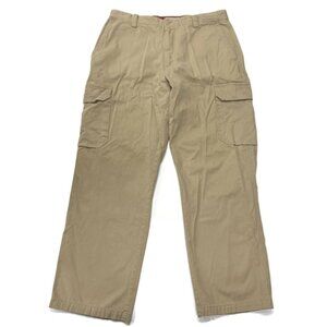 Dockers Cargo Pants Mens 34 x 30 Khaki Relaxed Cotton Y2K Hiking Work Flat Front